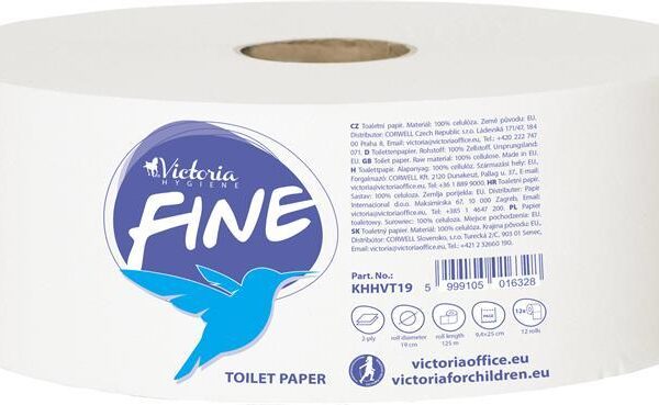 Toalettpapír 2 rétegű 19 cm átmérő VICTORIA HYGIENE  Fine Mini Jumbo  fehér