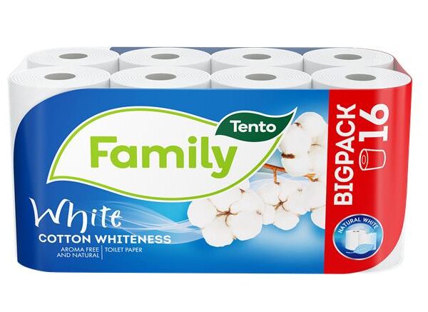 Toalettpapír 2 rétegű kistekercses 16 tekercs TENTO  Family White  fehér